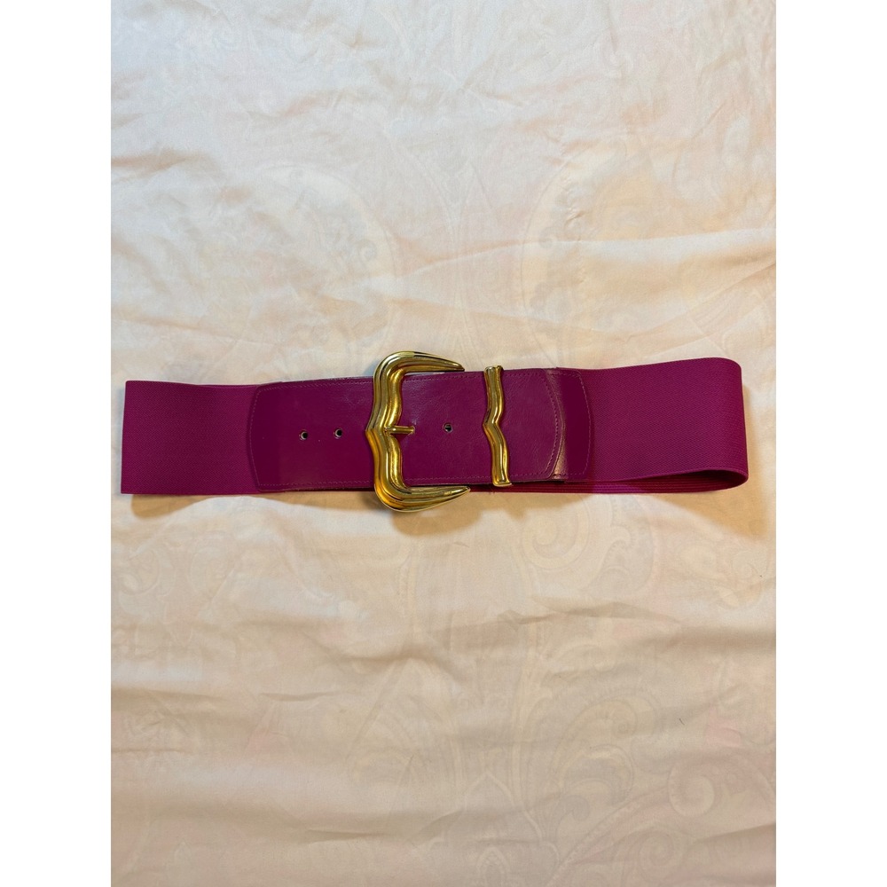 Morgan Taylor Vintage 1993 R.H. Macy Magenta Purple Wide Elastic Waist Belt L